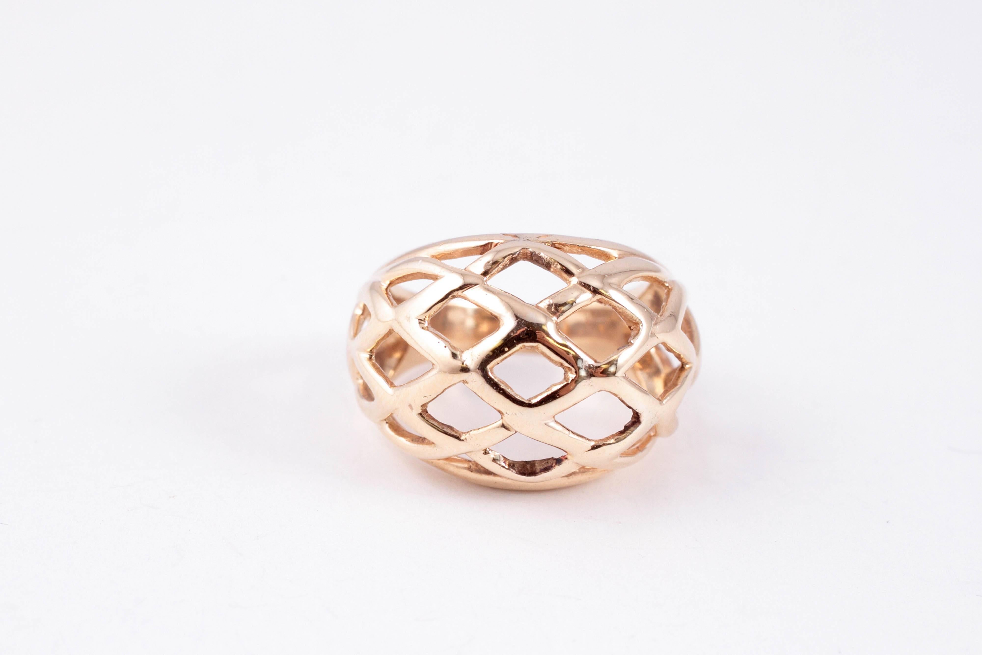 Women's or Men's Yellow Gold Dome Basket Ring