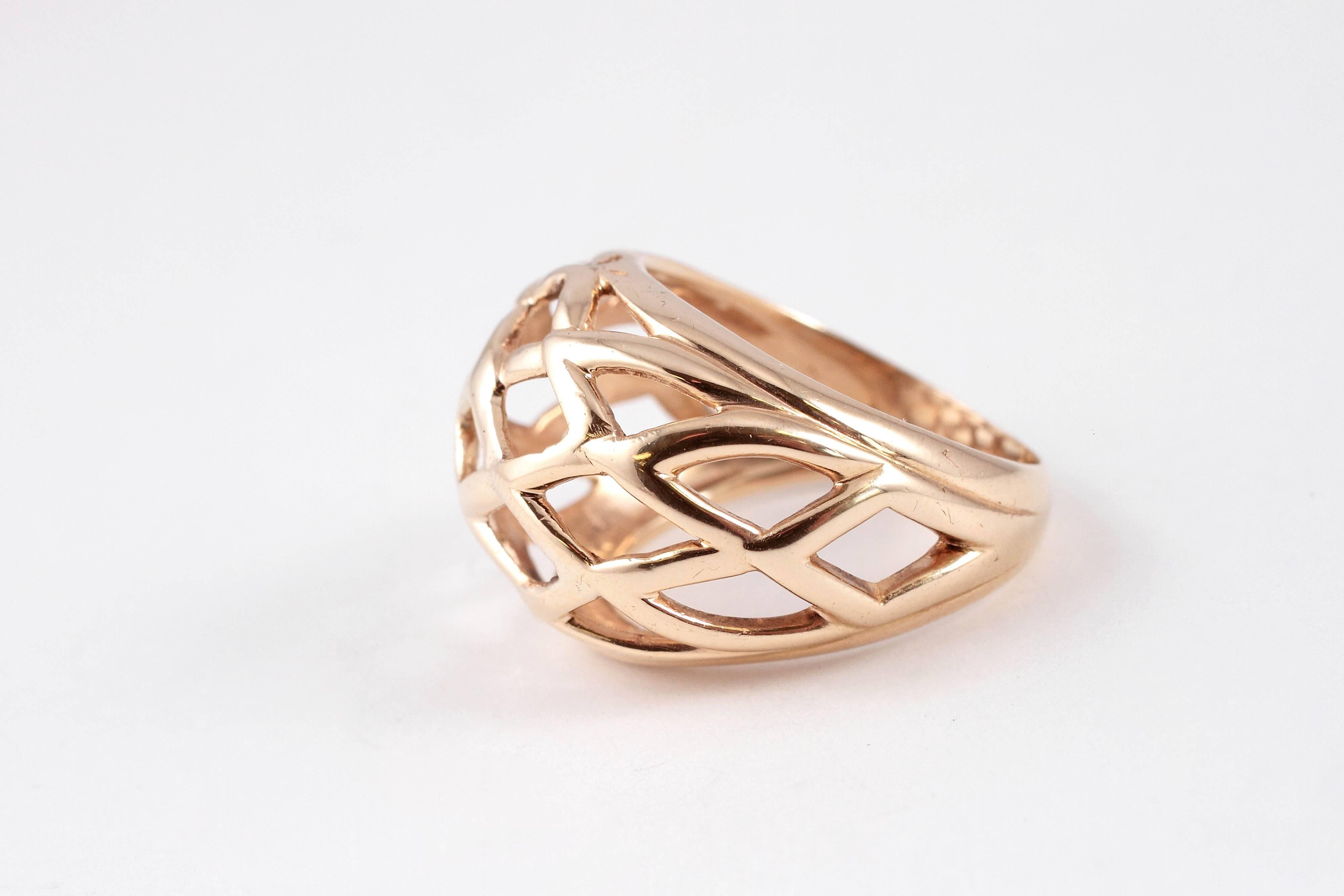 Yellow Gold Dome Basket Ring 1
