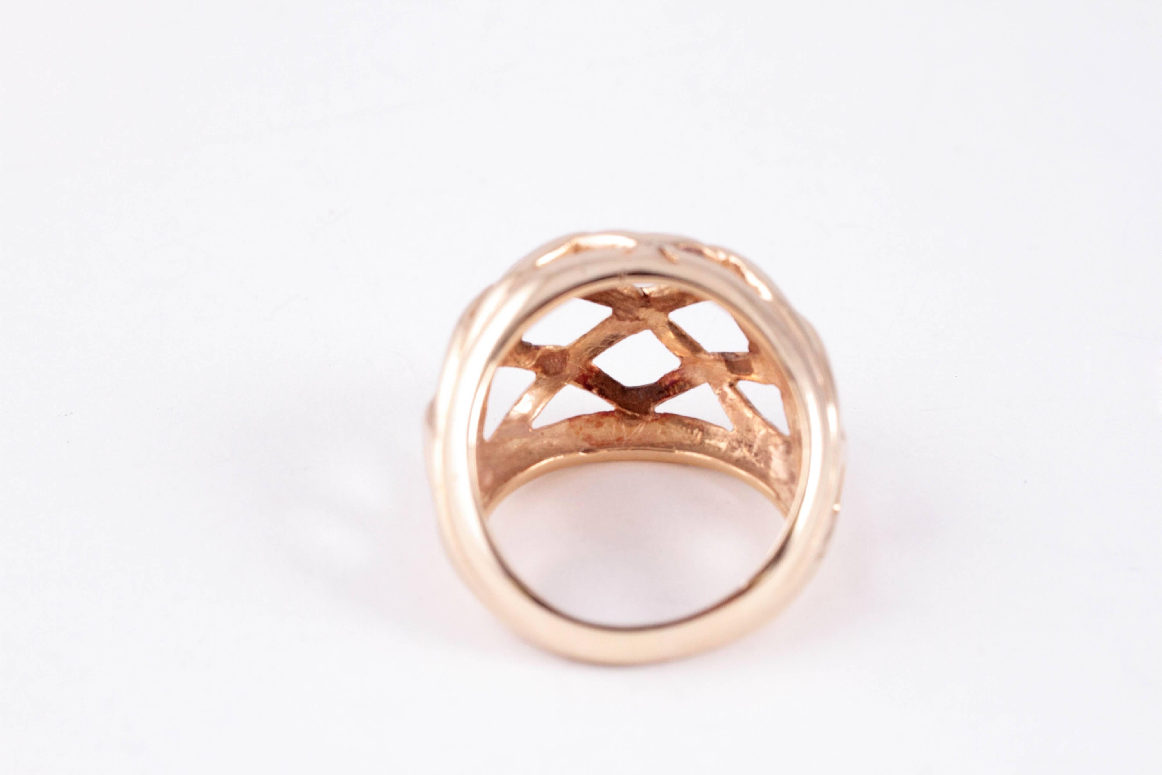 Yellow Gold Dome Basket Ring 2