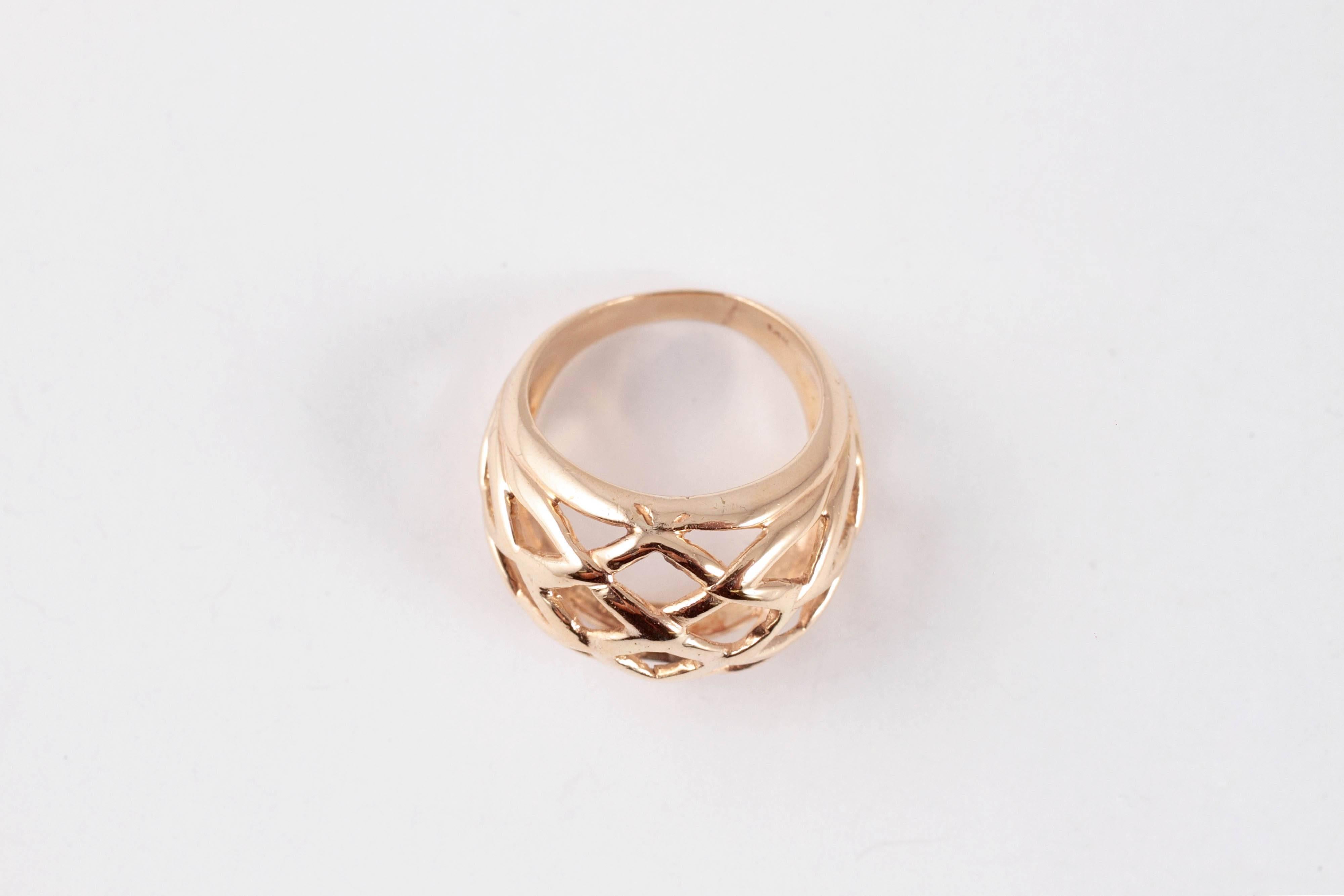 Yellow Gold Dome Basket Ring 3