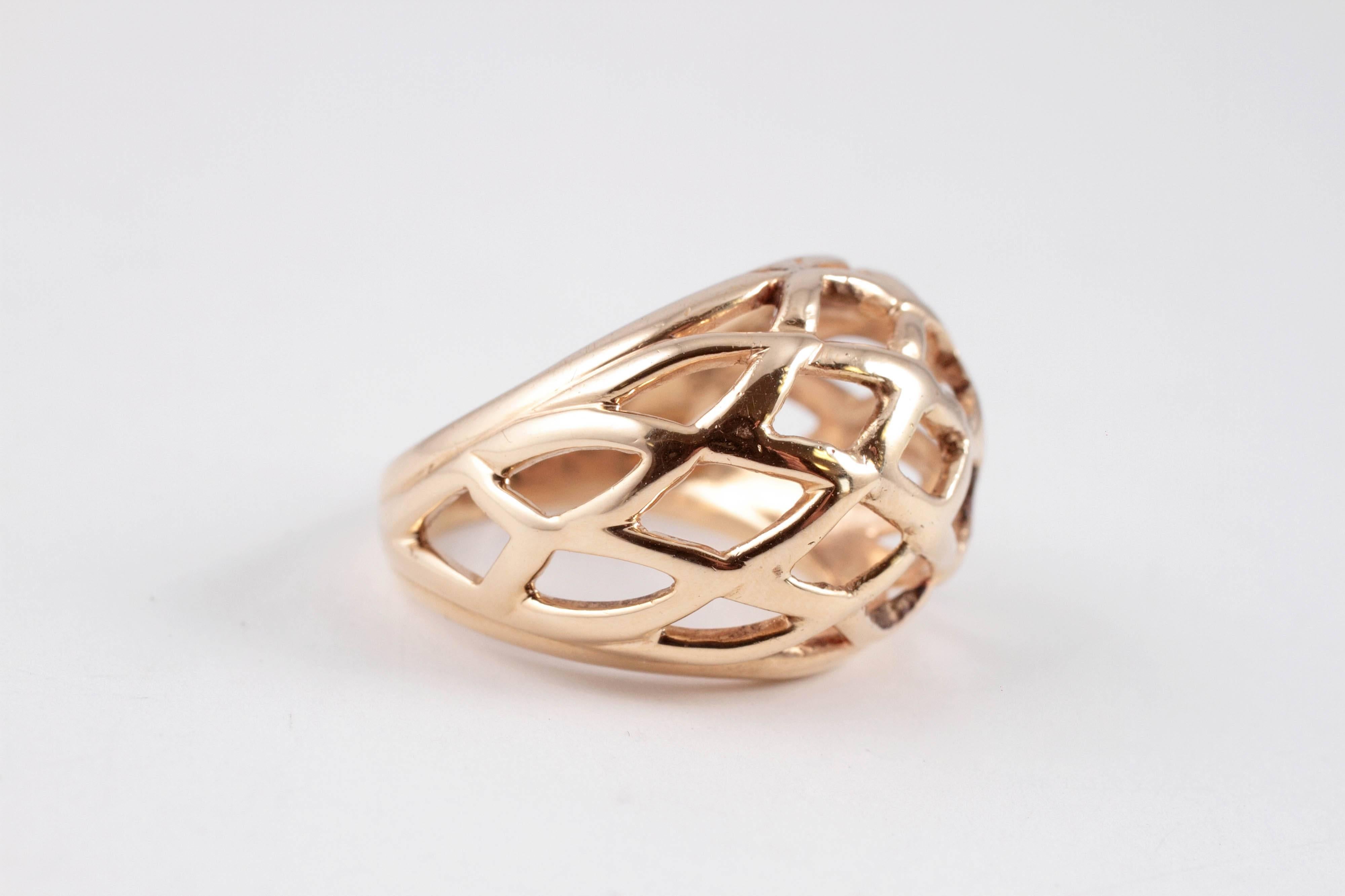 Yellow Gold Dome Basket Ring 4