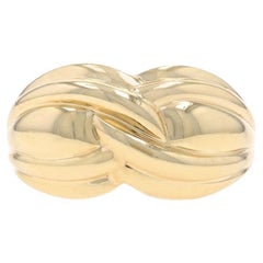 Yellow Gold Dome Statement Band - 10k Crossover Knot Ring