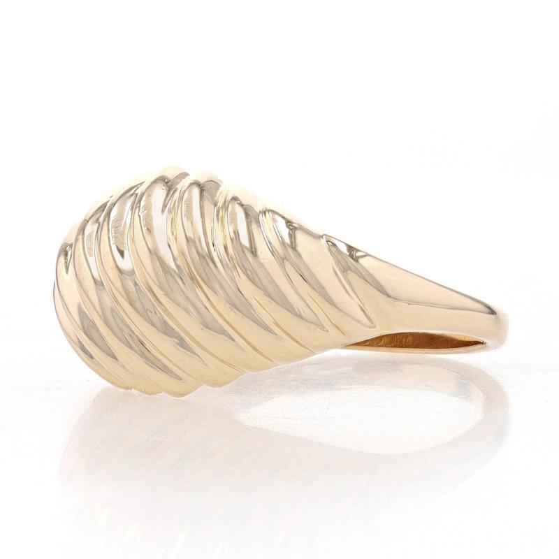 Women's Yellow Gold Dome Statement Band - 14k Diagonal Stripes For Sale