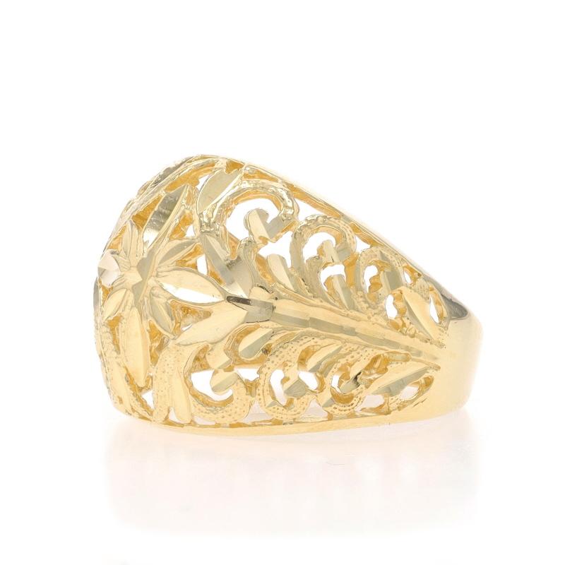 Anello a cupola in oro giallo - Anello floreale 14k Sz 6 In condizioni ottime in vendita a Greensboro, NC