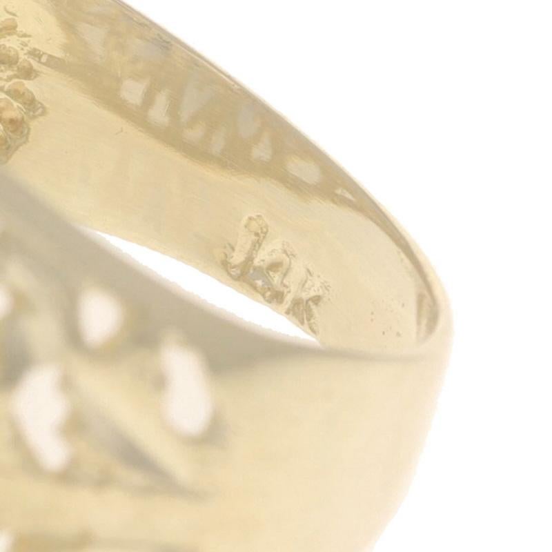 Anello a cupola in oro giallo - Anello floreale 14k Sz 6 in vendita 1