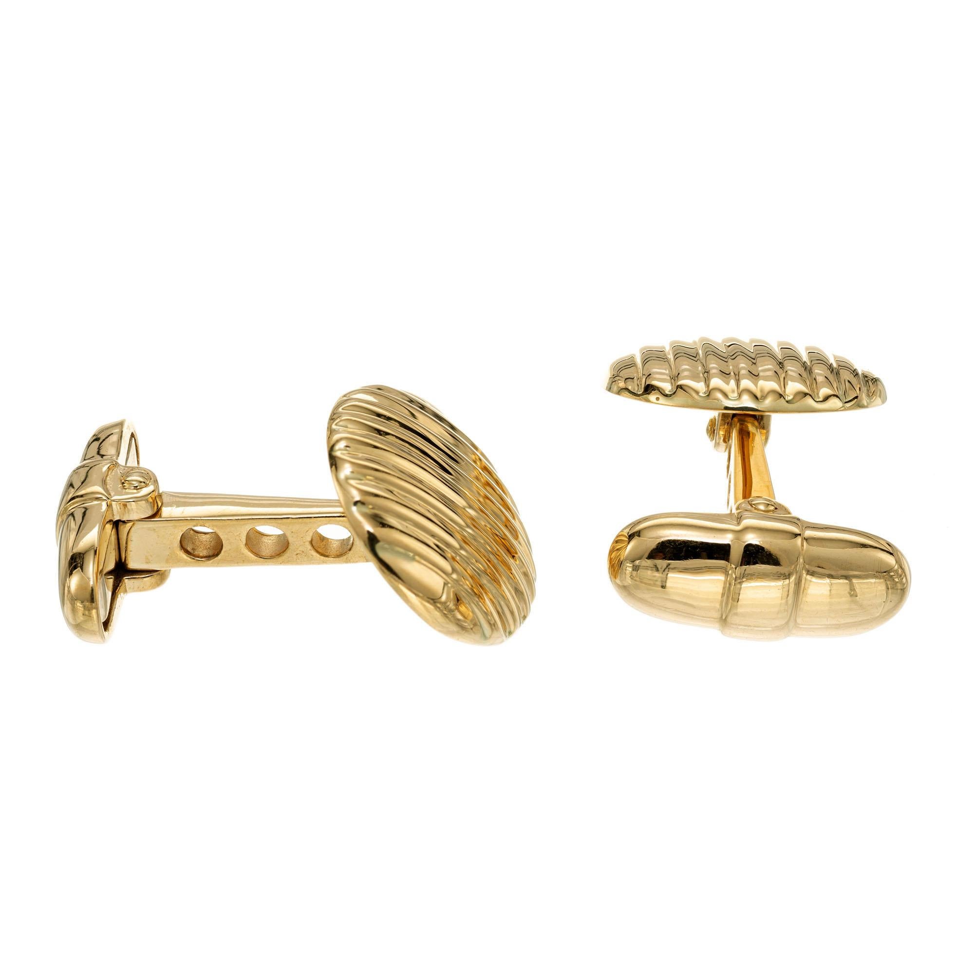 Women's Yellow Gold Domed Italian Made Cufflinks For Sale