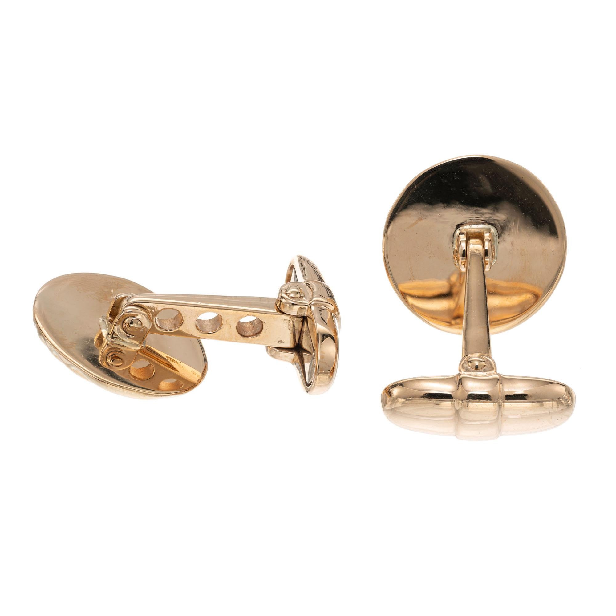 Yellow Gold Domed Italian Made Cufflinks For Sale 1