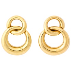 Vintage Yellow Gold Door Hanging Earclips