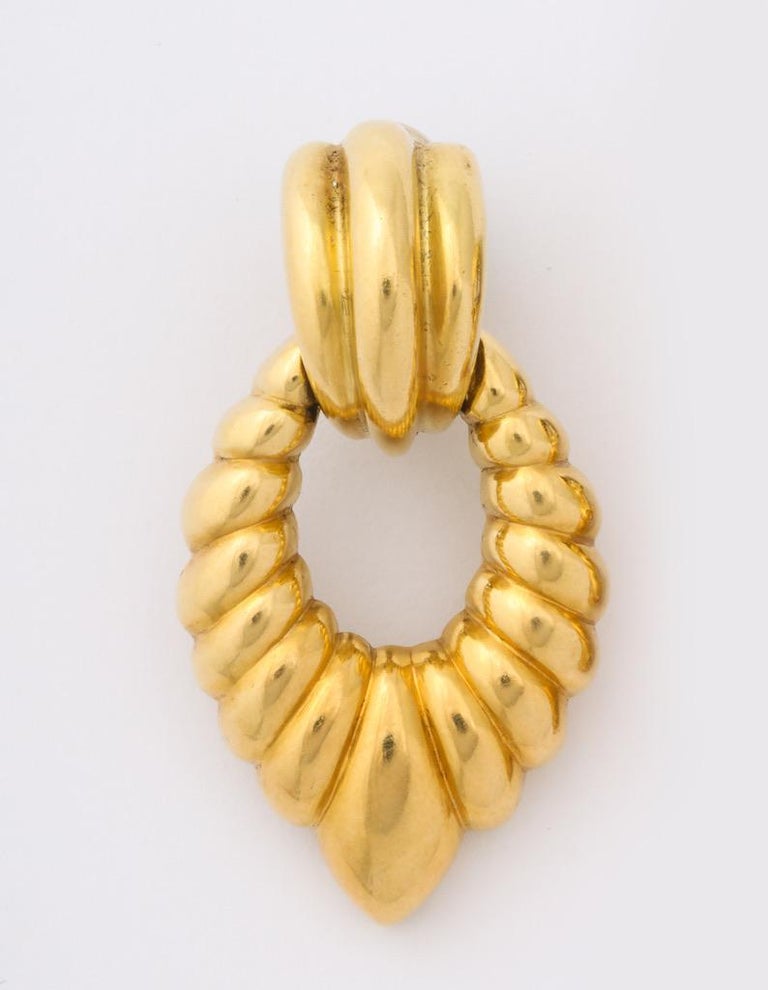 Yellow Gold Door Knocker Earclips For Sale at 1stDibs