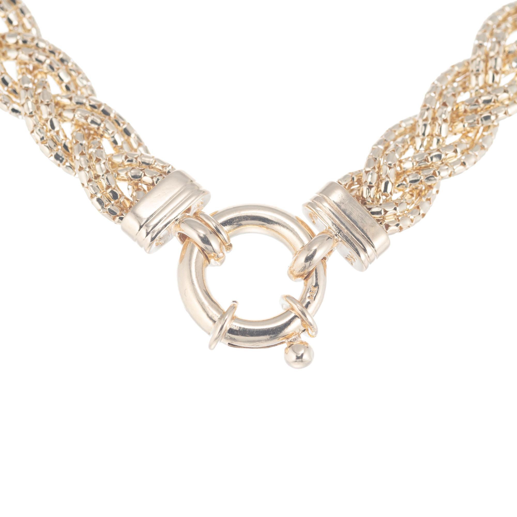 Yellow Gold Double Braided Chain Necklace For Sale 1