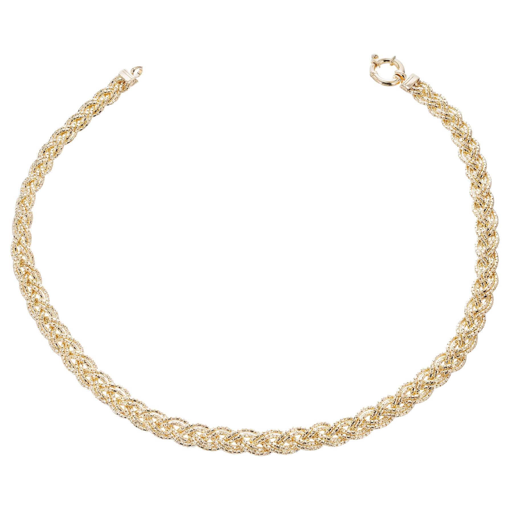 Yellow Gold Double Braided Chain Necklace