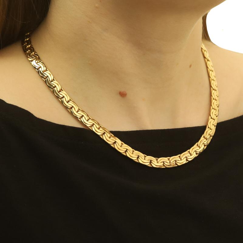 Yellow Gold Double C Link Chain Necklace 17 3/4