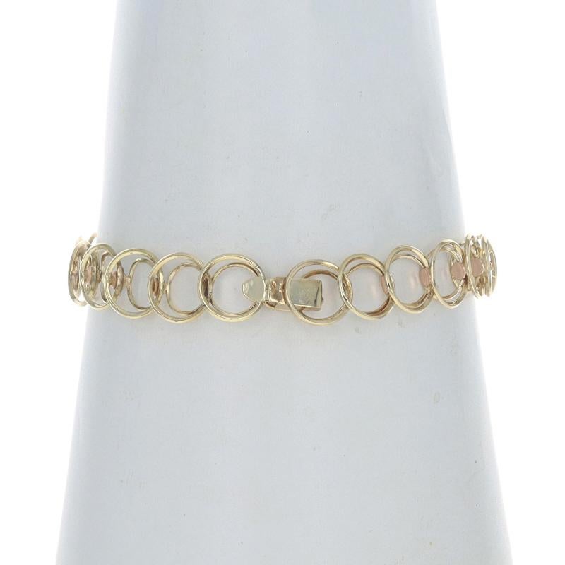 Women's Yellow Gold Double Circle Link Bracelet 7 1/2