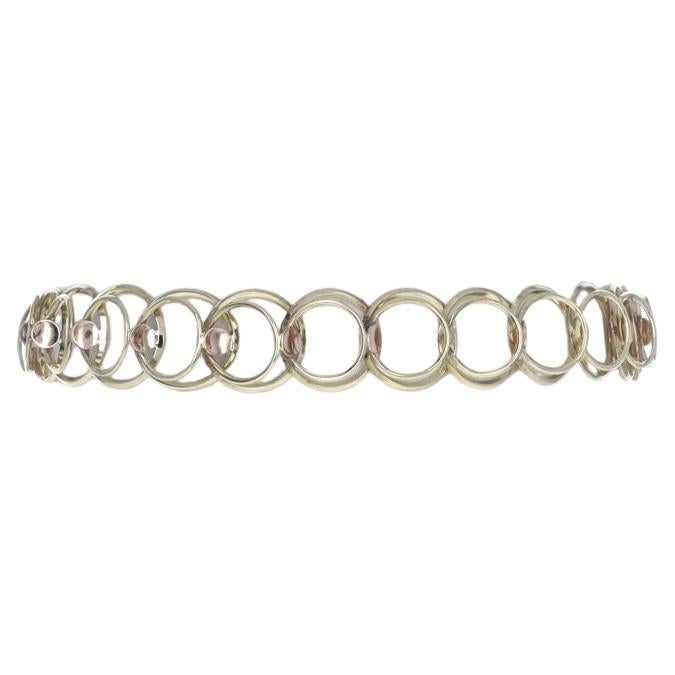 Yellow Gold Double Circle Link Bracelet 7 1/2" - 14k For Sale