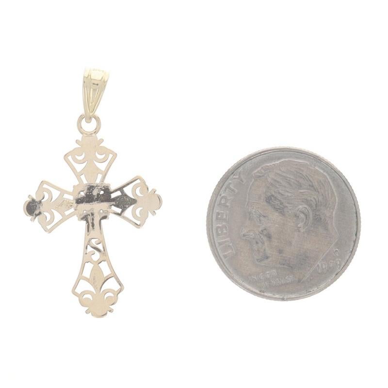 De las mujeres Colgante Doble Cruz de Oro Amarillo - Fe 14k