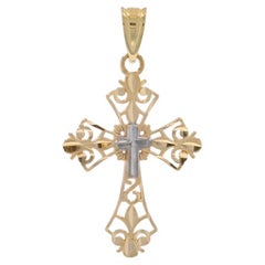 Gelbgold-Doppelkreuz-Anhänger - 14k Faith