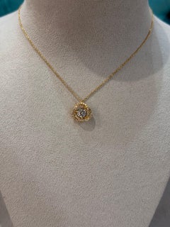 Gelbgold Doppelhalo GIA Diamant-Halskette