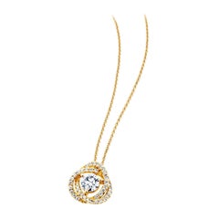Yellow Gold Double Halo GIA Diamond Necklace