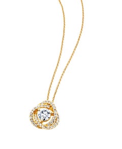 Yellow Gold Double Halo GIA Diamond Necklace