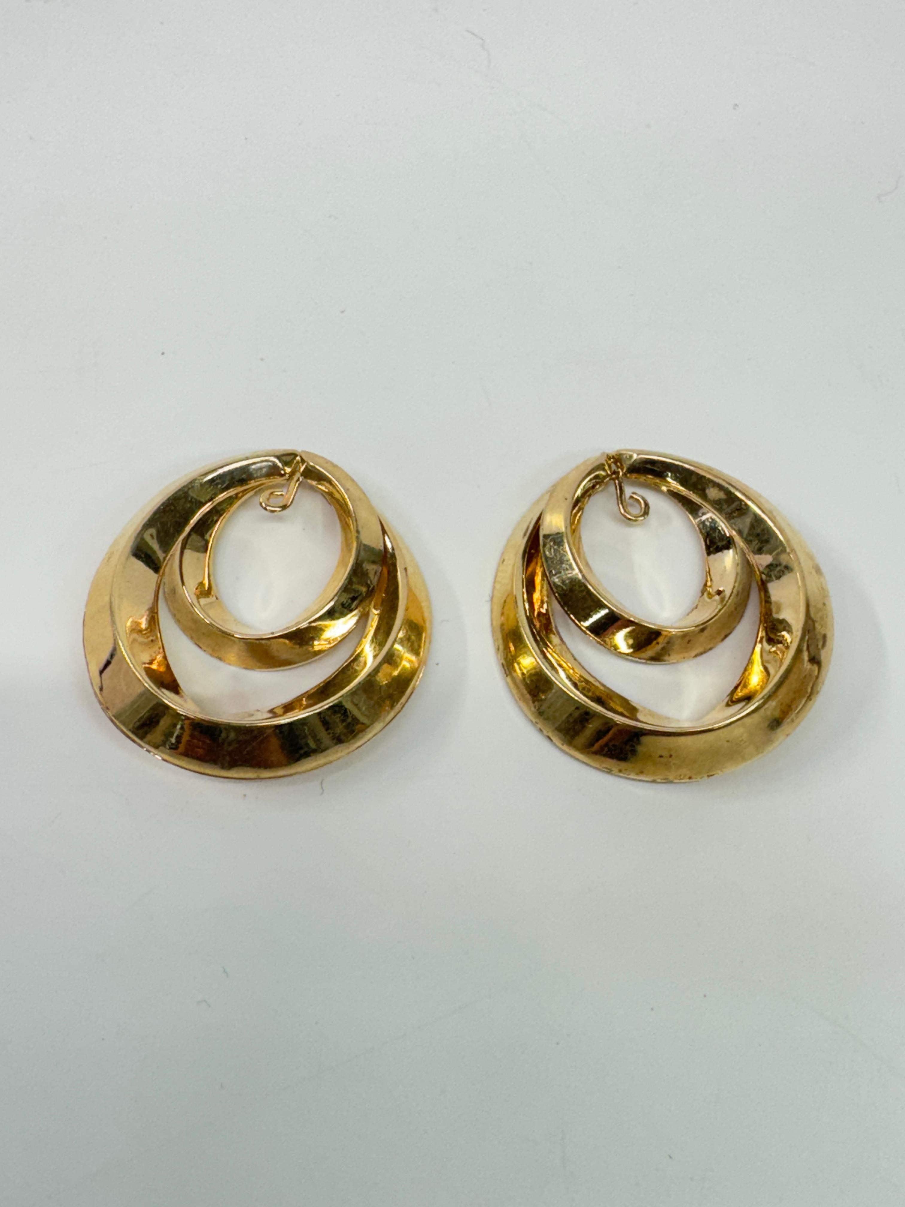 Yellow Gold Double Hoop Earring Jackets In Good Condition For Sale In Palm Desert, CA