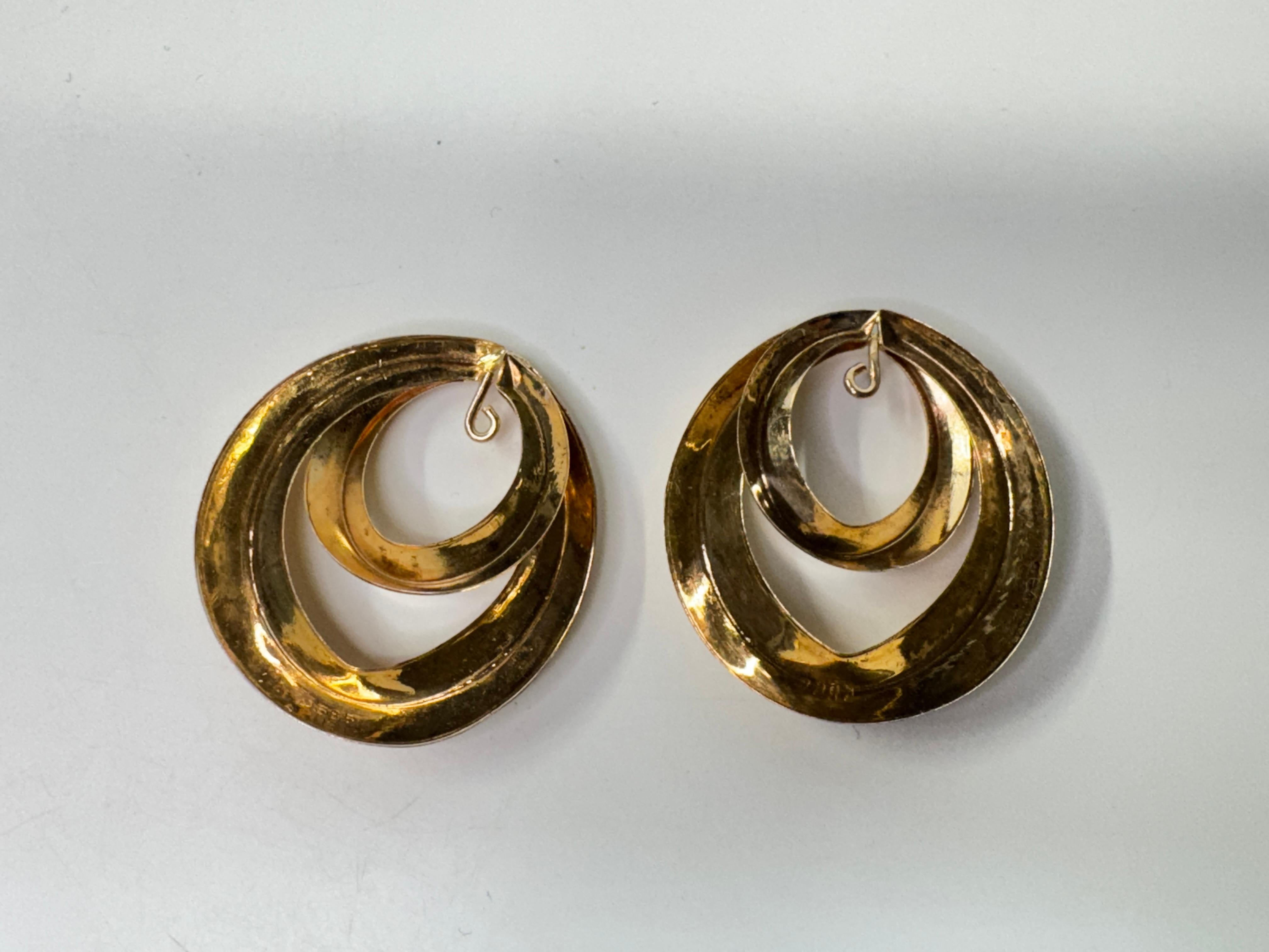 Women's or Men's Yellow Gold Double Hoop Earring Jackets For Sale