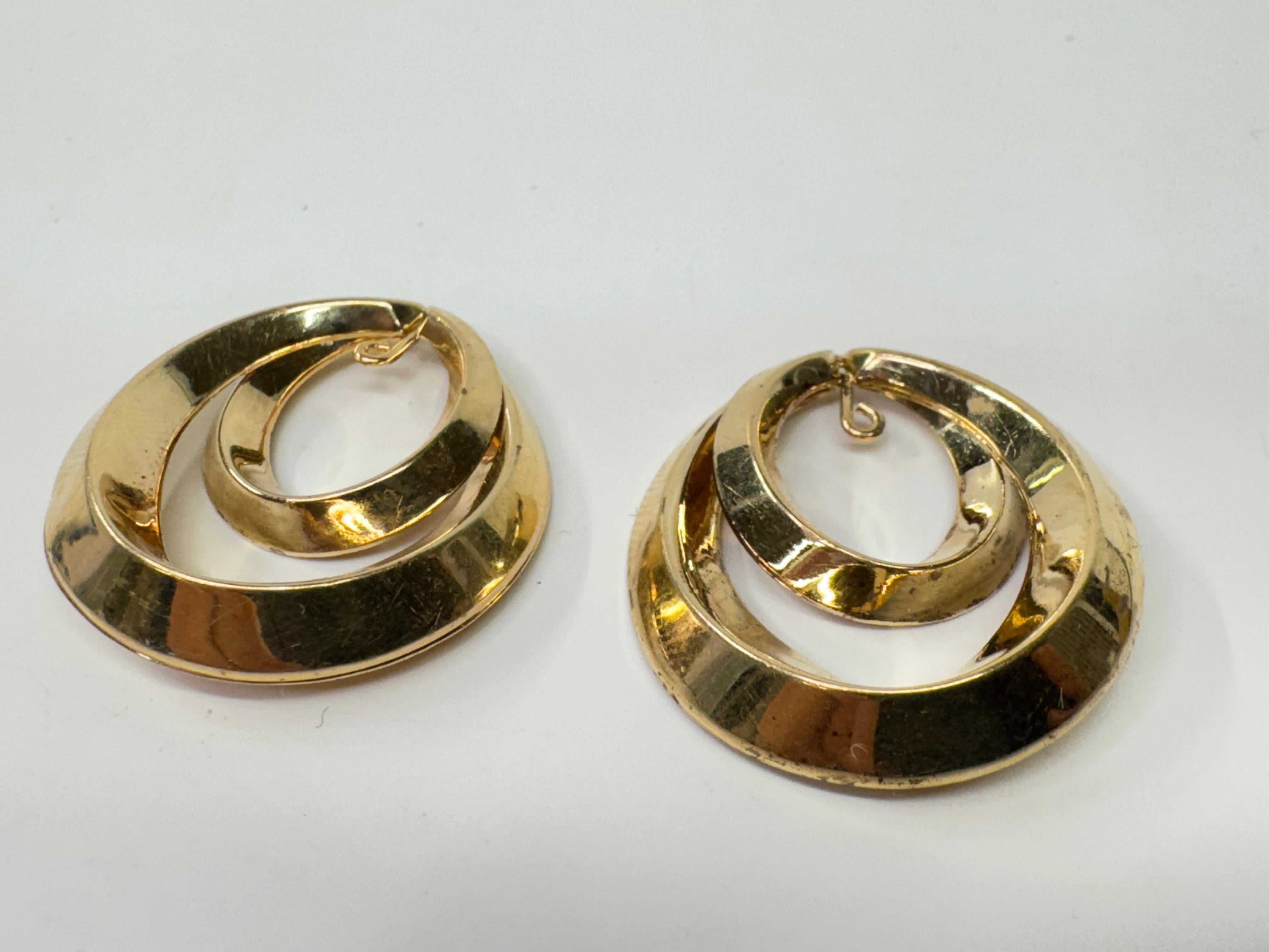 Yellow Gold Double Hoop Earring Jackets For Sale 1