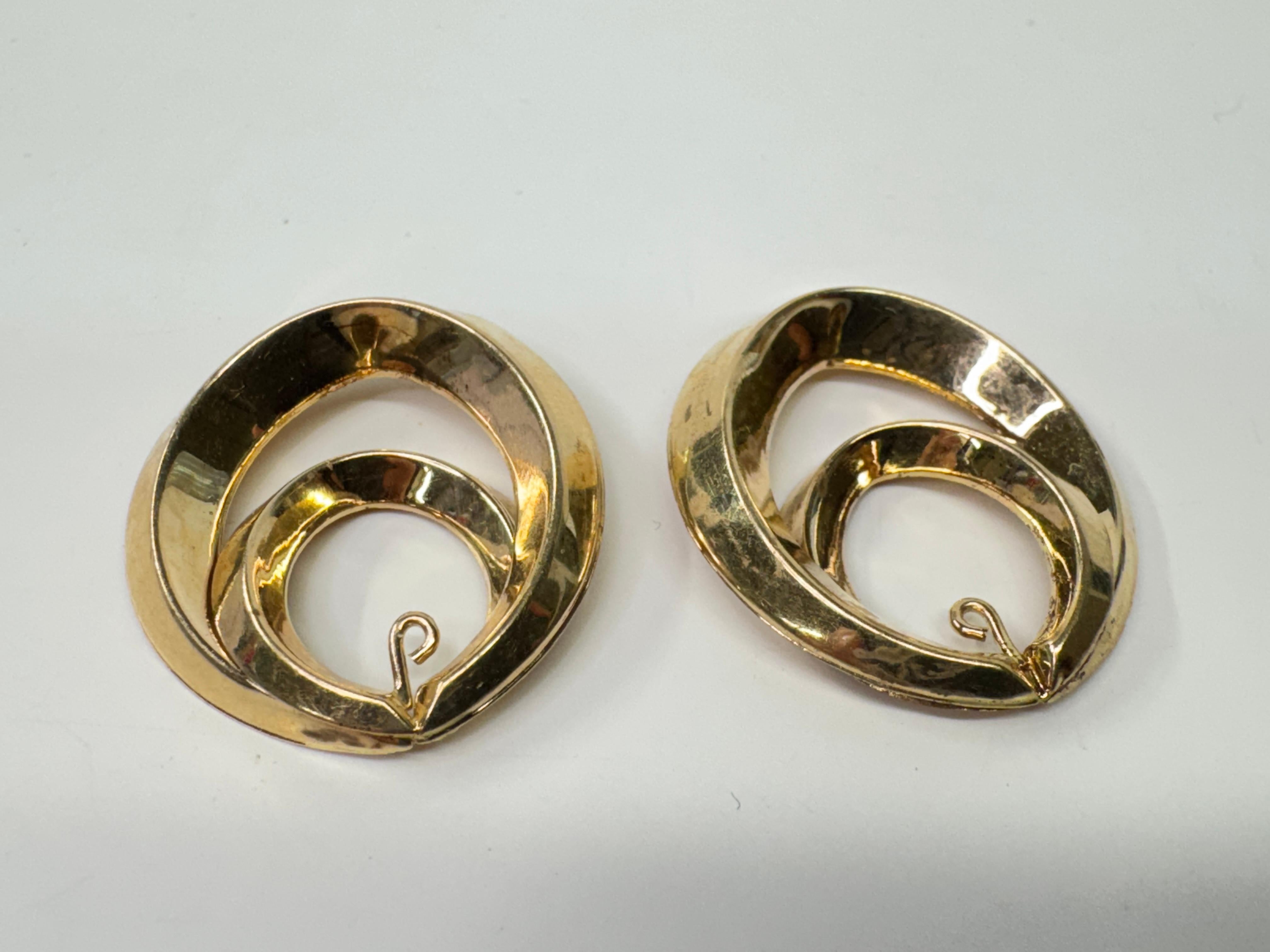 Yellow Gold Double Hoop Earring Jackets For Sale 2