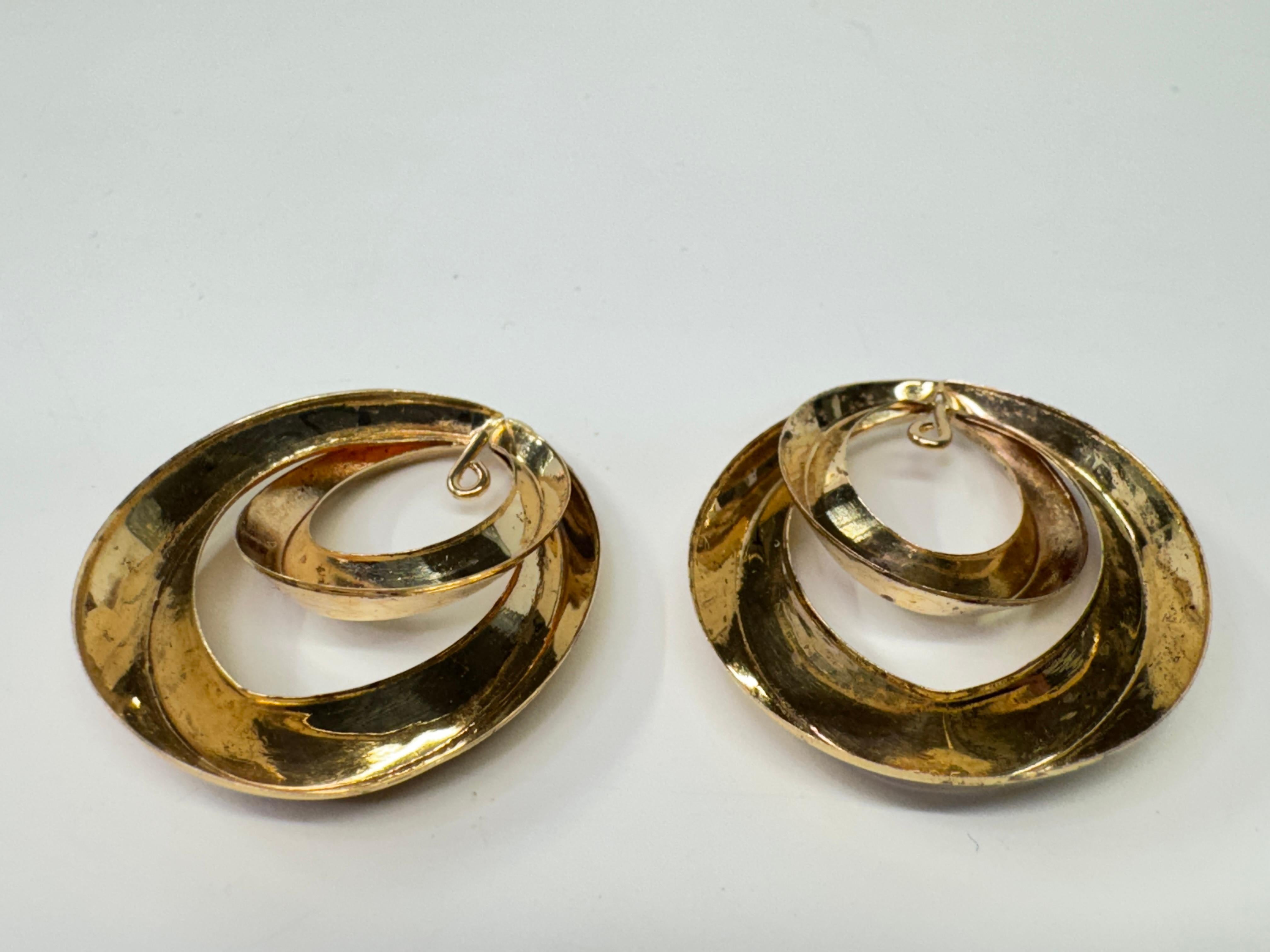 Yellow Gold Double Hoop Earring Jackets For Sale 3