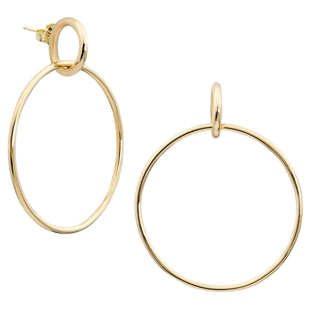 Yellow Gold Double Hoop Earrings For Sale