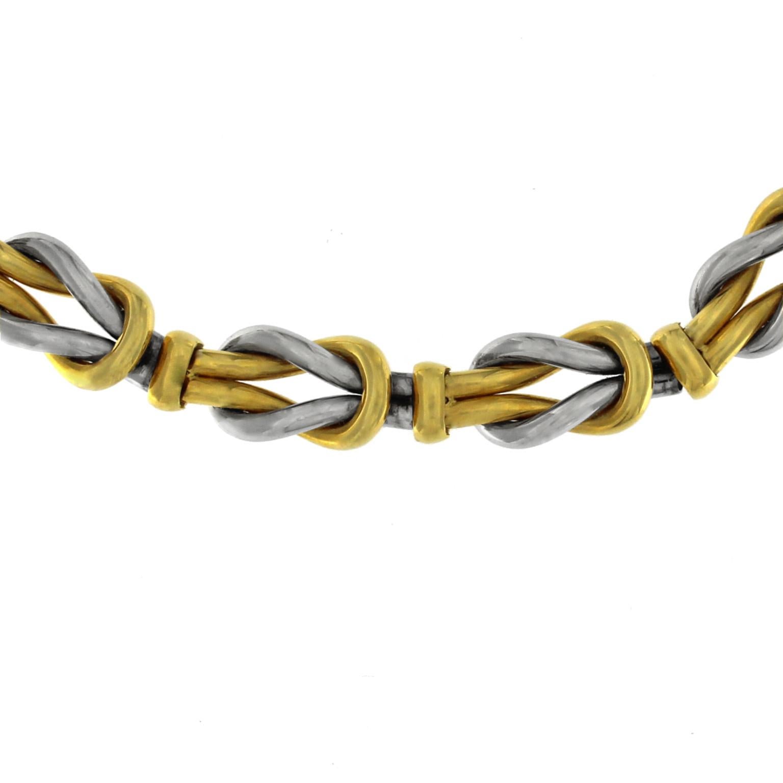 Gelbgold-Halskette mit doppeltem Knoten, 18 Karat im Angebot 2