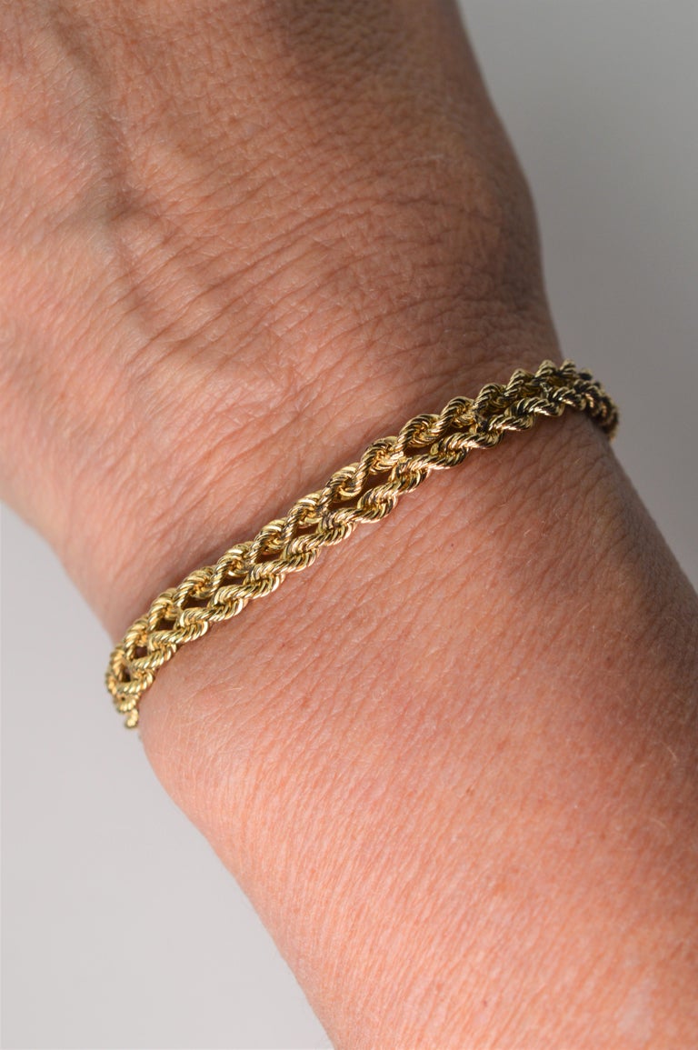 Diamond and Double-Rope Gold Bracelet — Wooldridge Jewelers