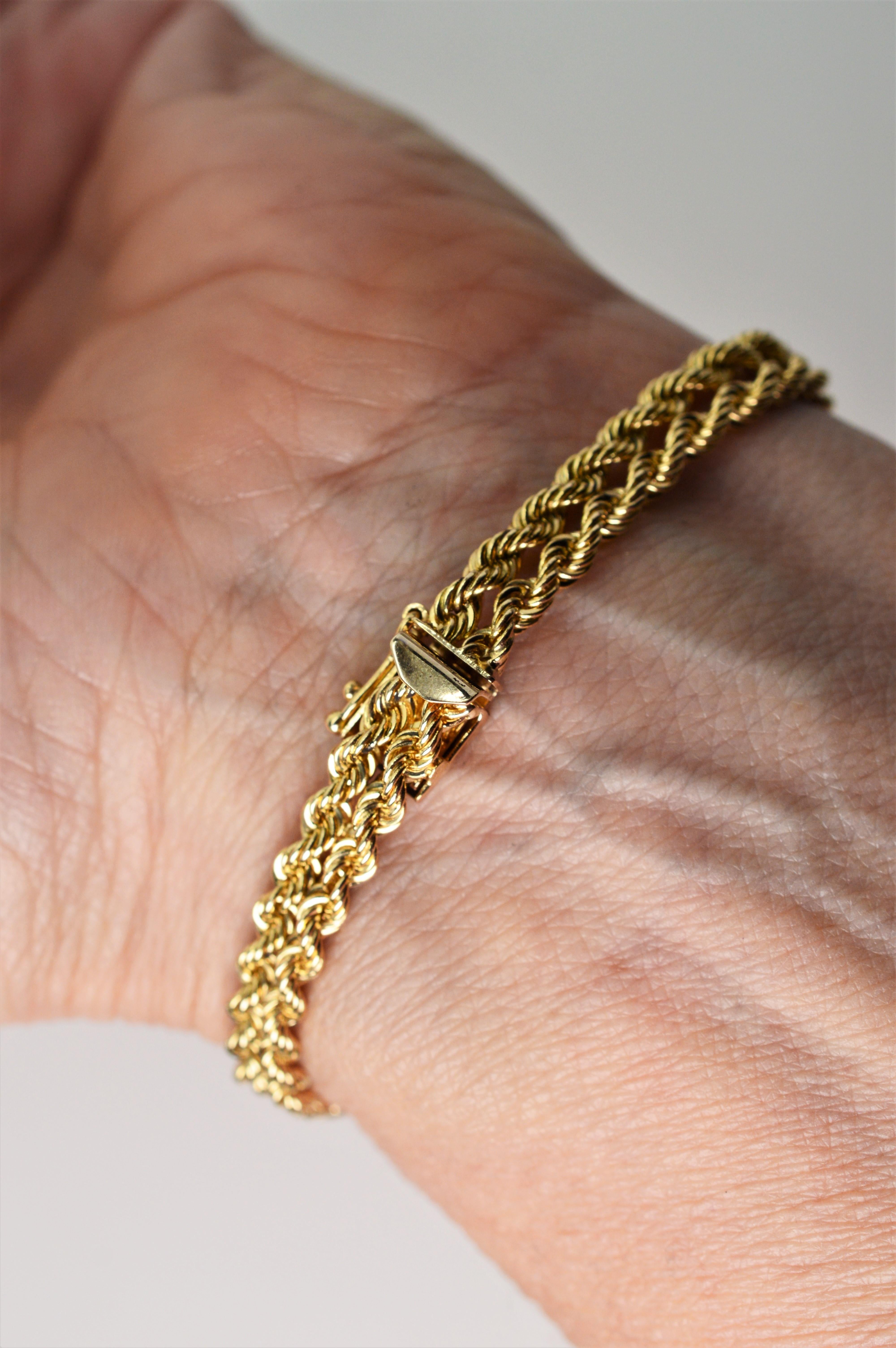 Yellow Gold Double Rope Bracelet In Good Condition In Mount Kisco, NY