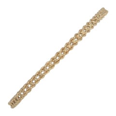 Yellow Gold Double Rope Chain Bracelet, 14 Karat Box Clasp Women's