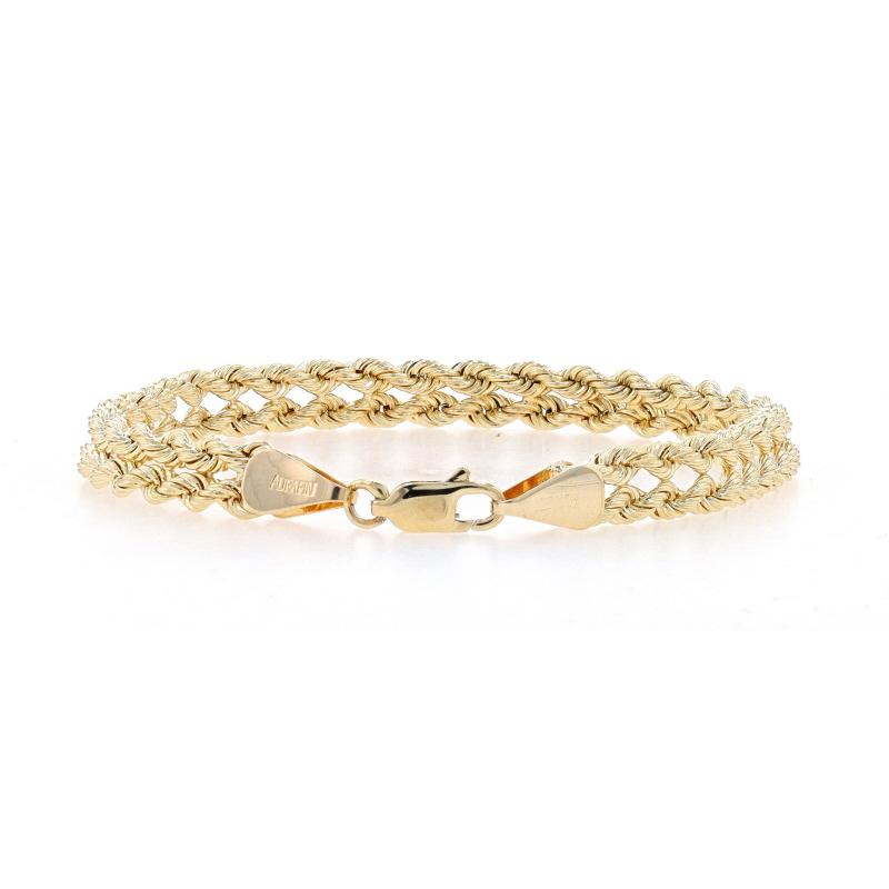 Yellow Gold Double Rope Chain Bracelet 7