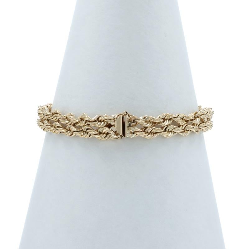 Bracelet en or jaune avec double chaîne de corde - 14k Pour femmes en vente