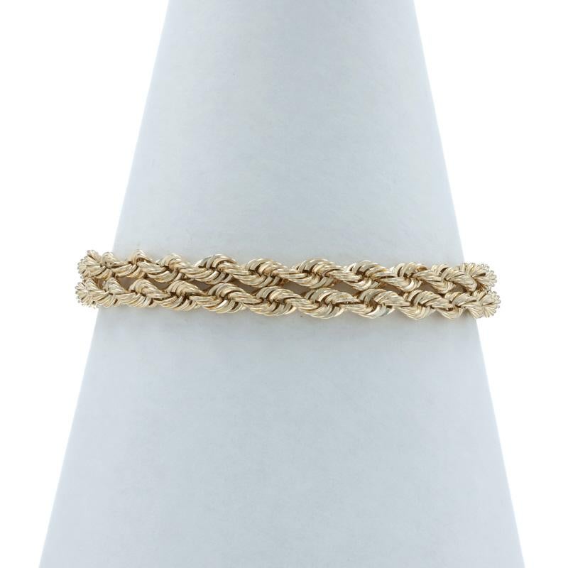 Bracelet en or jaune avec double chaîne de corde - 14k en vente 3