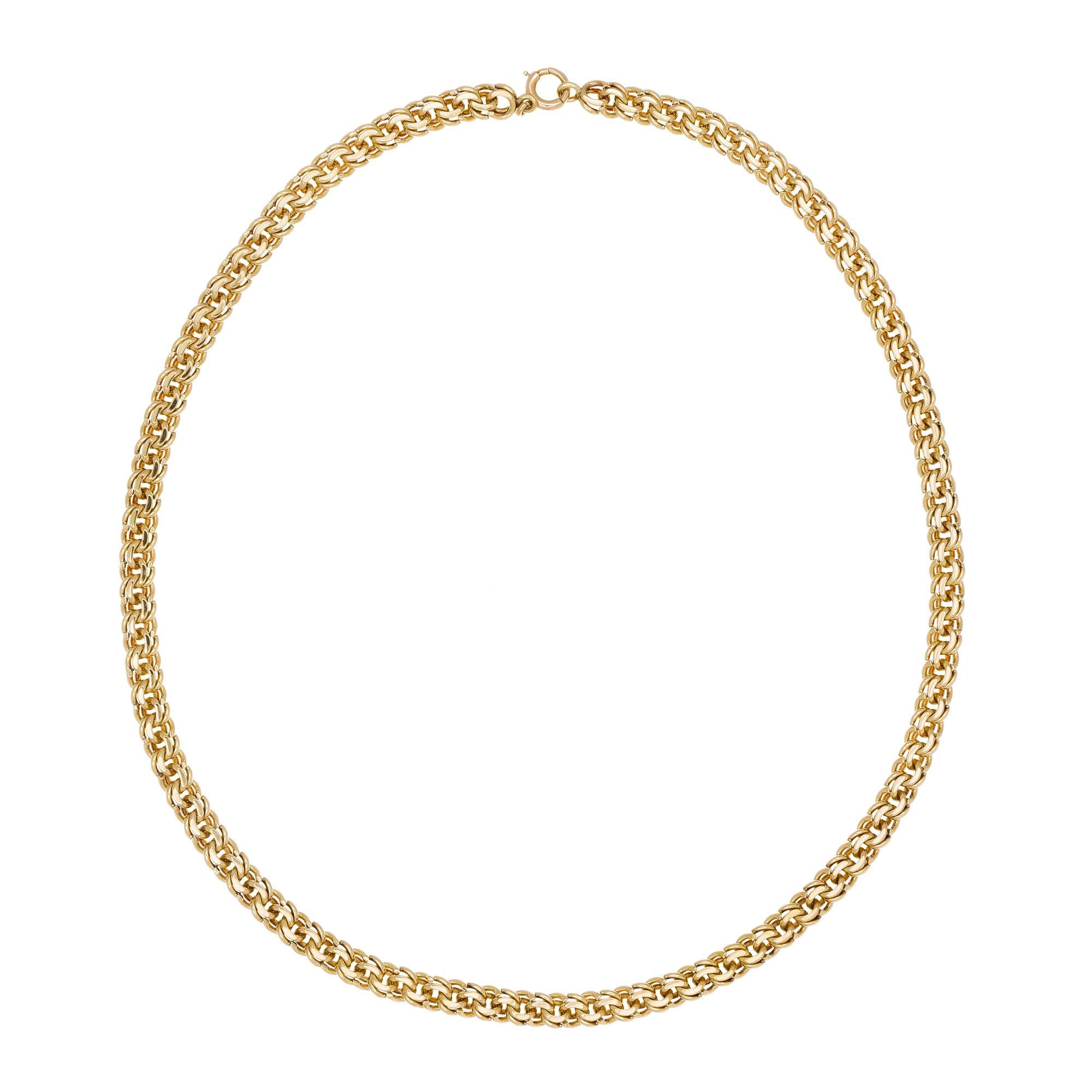 Yellow Gold Double Spiral Link Charm Necklace  For Sale