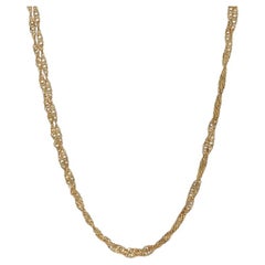Yellow Gold Double Strand Singapore Chain Necklace 20" - 18k