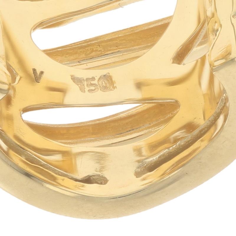 Yellow Gold Double Wave Half-Hoop Earrings - 18k Pierced For Sale 1
