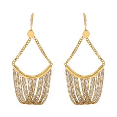 Gelbgold Drapierte Kette baumeln Ohrringe 7 1/4" - 18k durchbohrt