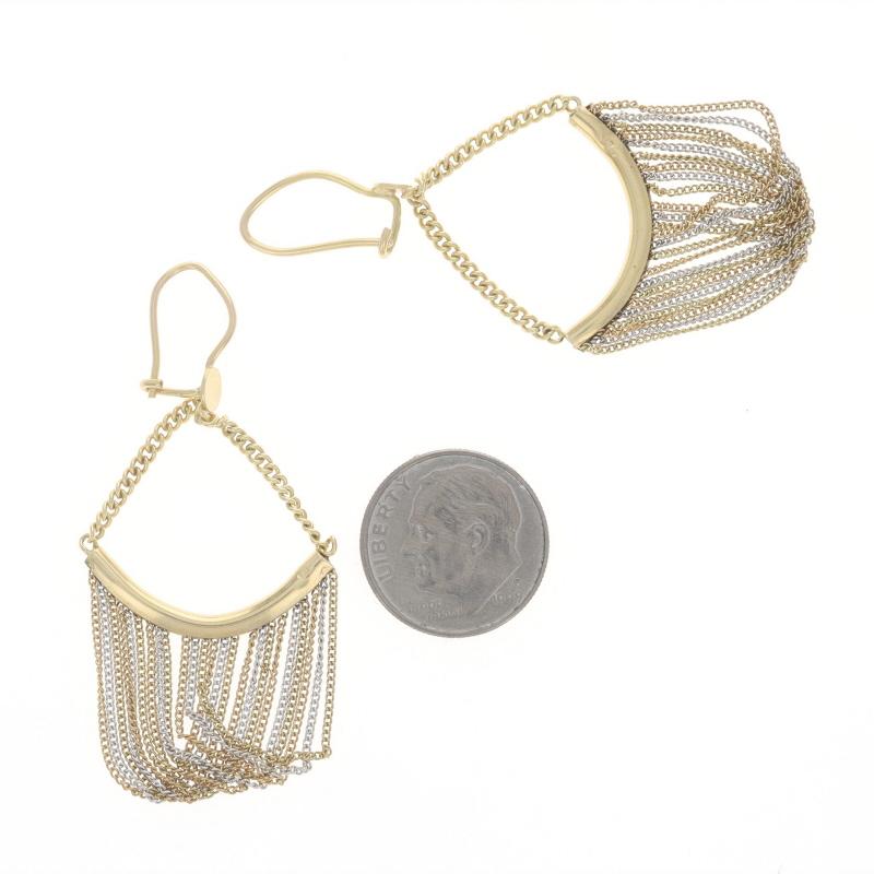 Boucles d'oreilles pendantes en or jaune avec chaîne drapée - 18k Pierced Excellent état - En vente à Greensboro, NC