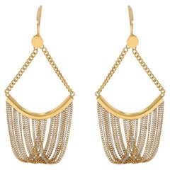 Boucles d'oreilles pendantes en or jaune avec chaîne drapée - 18k Pierced