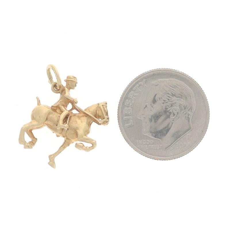 Yellow Gold Dressage Horse & Rider Charm - 14k Equestrian Gift In Excellent Condition In Greensboro, NC