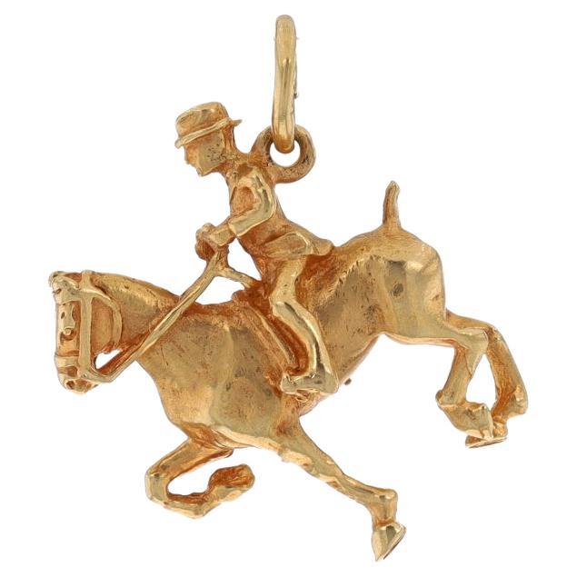 Yellow Gold Dressage Horse & Rider Charm - 14k Equestrian Gift For Sale