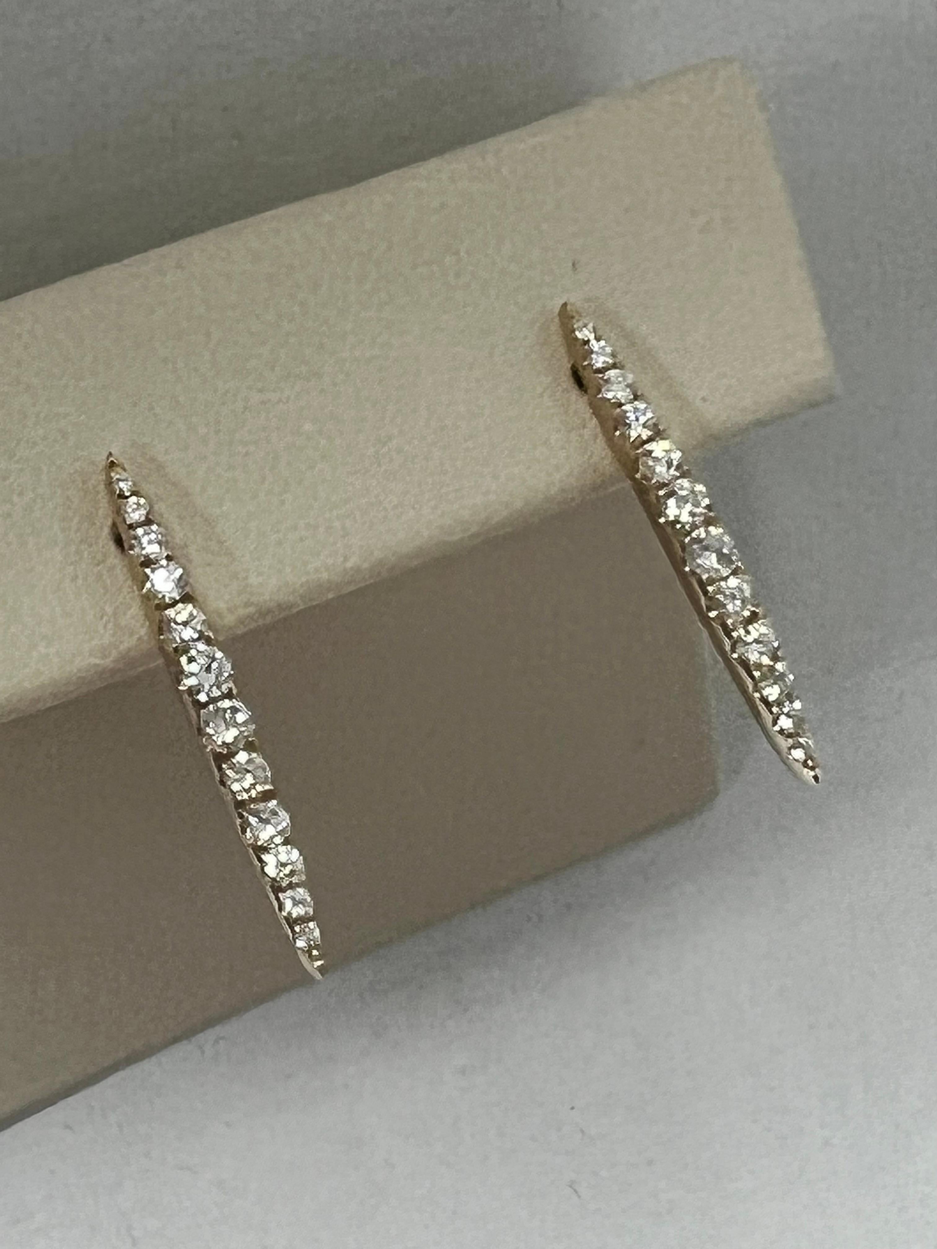 Contemporary Yellow Gold Drop Diamond Earrings For Sale