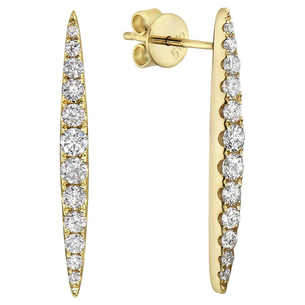 Yellow Gold Drop Diamond Earrings For Sale