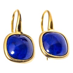 Gelbgold-Tropfen-Ohrringe mit Lapislazuli-Cabochon