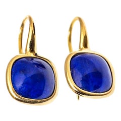 Orecchini a goccia in oro giallo Lapis-Lazuli Cabochon