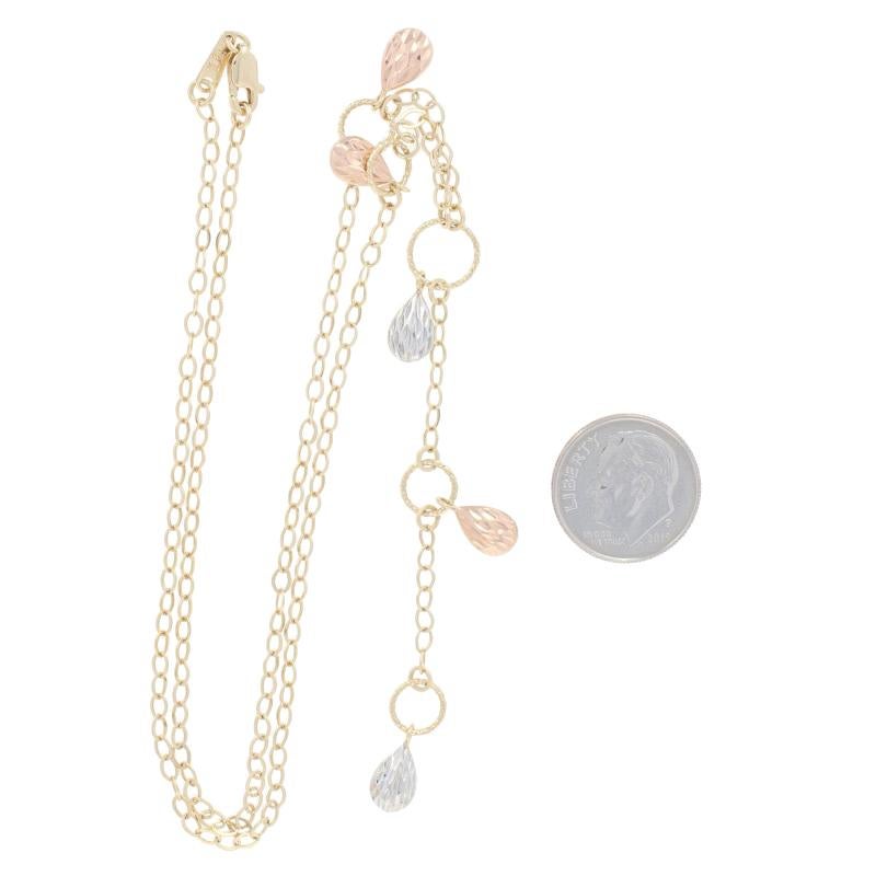 Yellow Gold Drop Necklace, 14k Flat Cable Lariat 1