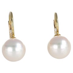 Boucles d'oreilles en or jaune avec perles en goutte
